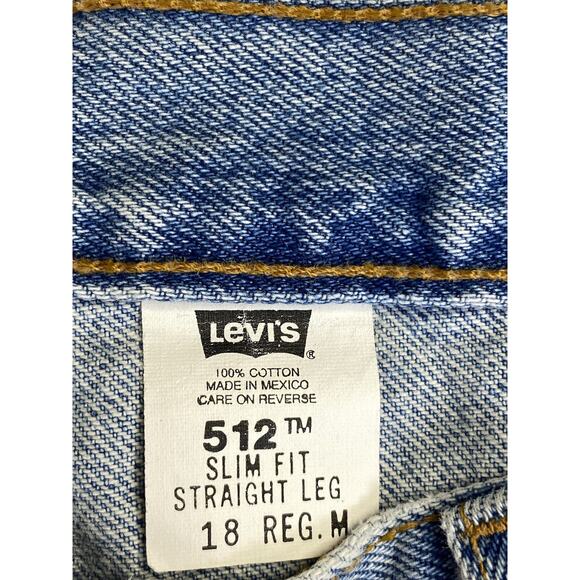 Vtg Levis 512 Womens Jeans Size 18 R Mexico Light Wash Cotton Slim Fit Straight - Picture 4 of 7